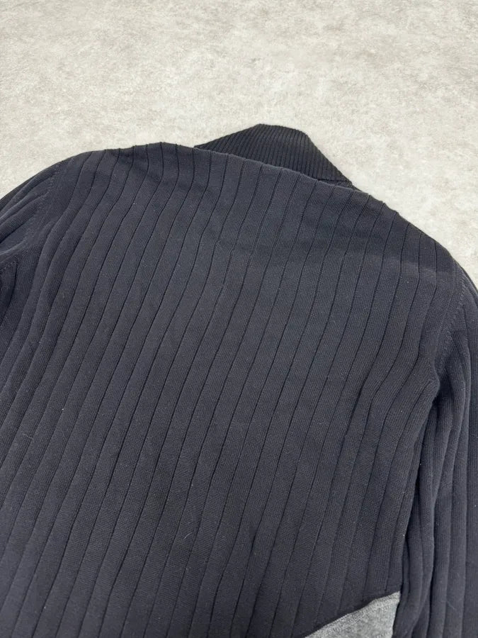 200s Dirk Bikkembergs Cross Lines Black Wool Zip-Up Sweater ngVcTjA 5