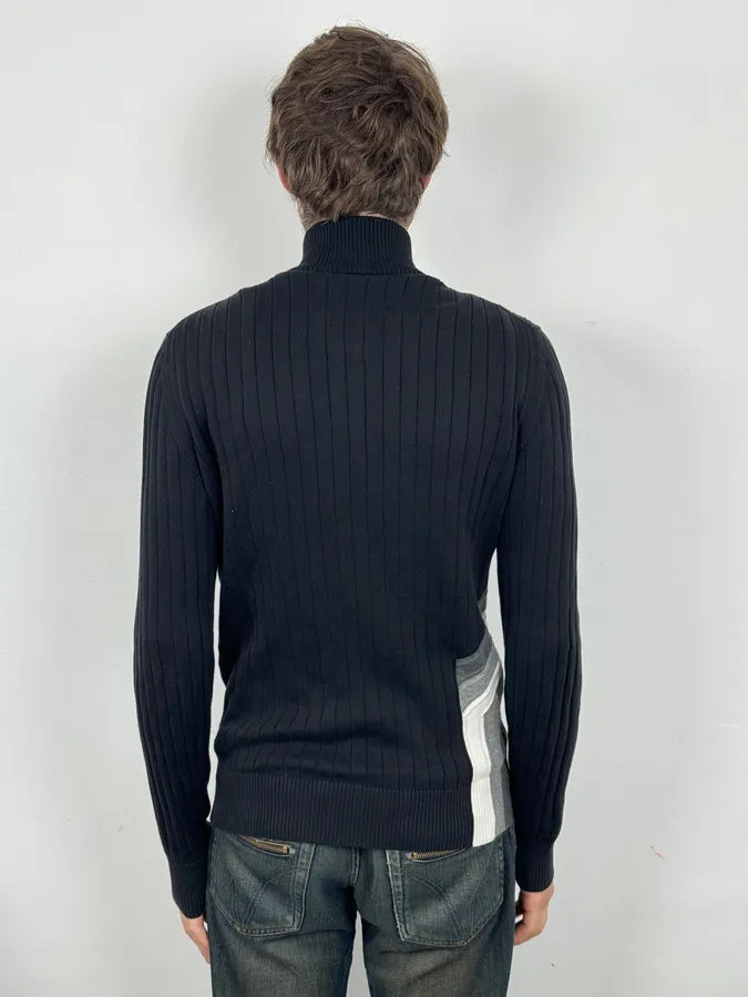 200s Dirk Bikkembergs Cross Lines Black Wool Zip-Up Sweater ngVcTjA 2