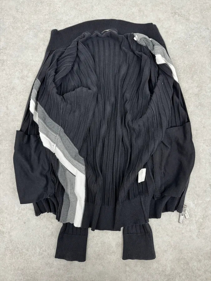 200s Dirk Bikkembergs Cross Lines Black Wool Zip-Up Sweater ngVcTjA 6