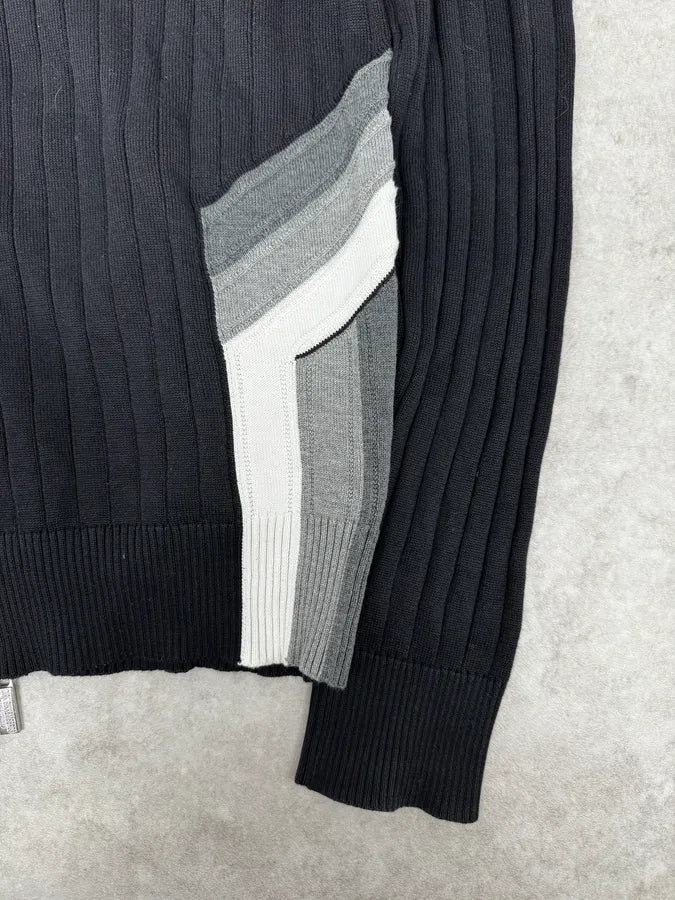 200s Dirk Bikkembergs Cross Lines Black Wool Zip-Up Sweater ngVcTjA 8