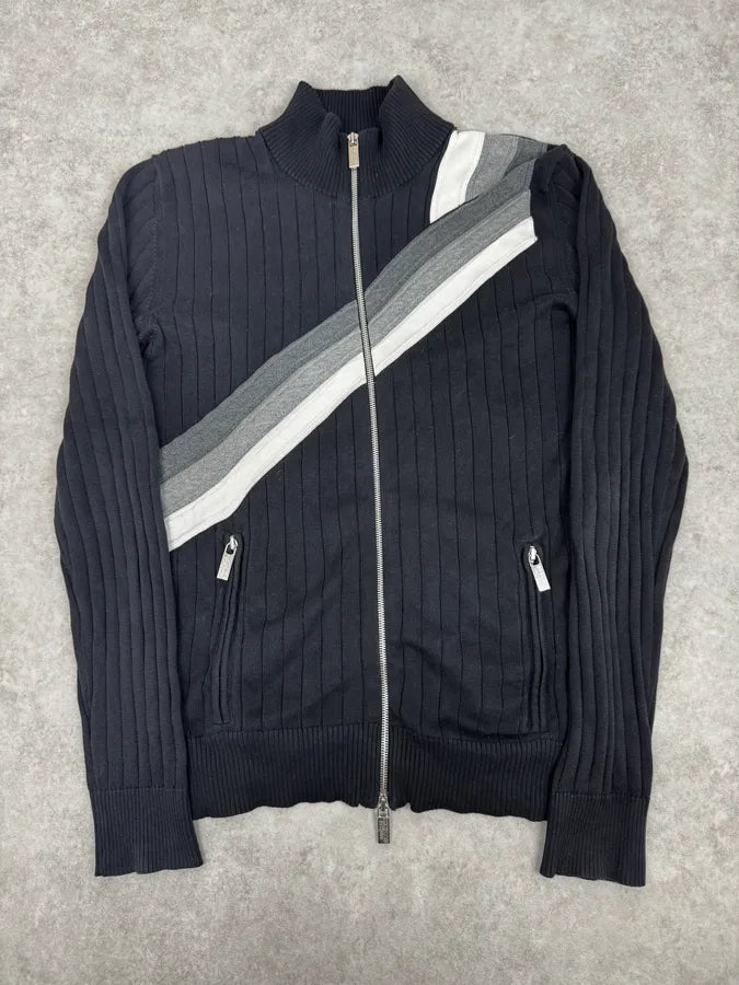 200s Dirk Bikkembergs Cross Lines Black Wool Zip-Up Sweater ngVcTjA 0