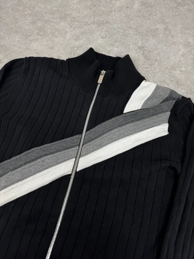 200s Dirk Bikkembergs Cross Lines Black Wool Zip-Up Sweater ngVcTjA 4