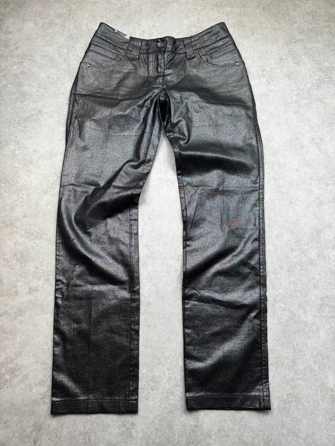 2000s Dolce & Gabbana Black Shinny Bright Pants HjjJRdS 0