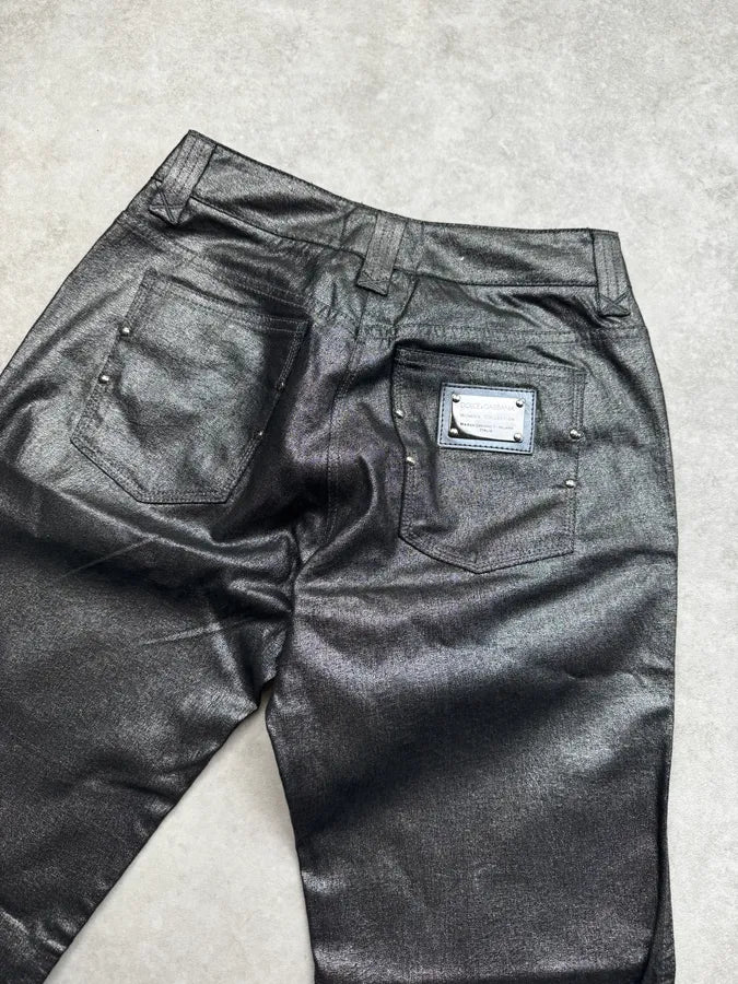 2000s Dolce & Gabbana Black Shinny Bright Pants HjjJRdS 6