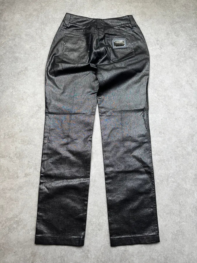 2000s Dolce & Gabbana Black Shinny Bright Pants HjjJRdS 1