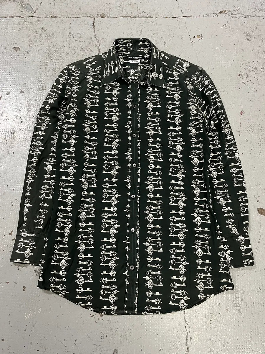 2000s Dolce & Gabbana Medieval Keys Dark Grey Shirt oXtpDjX 2