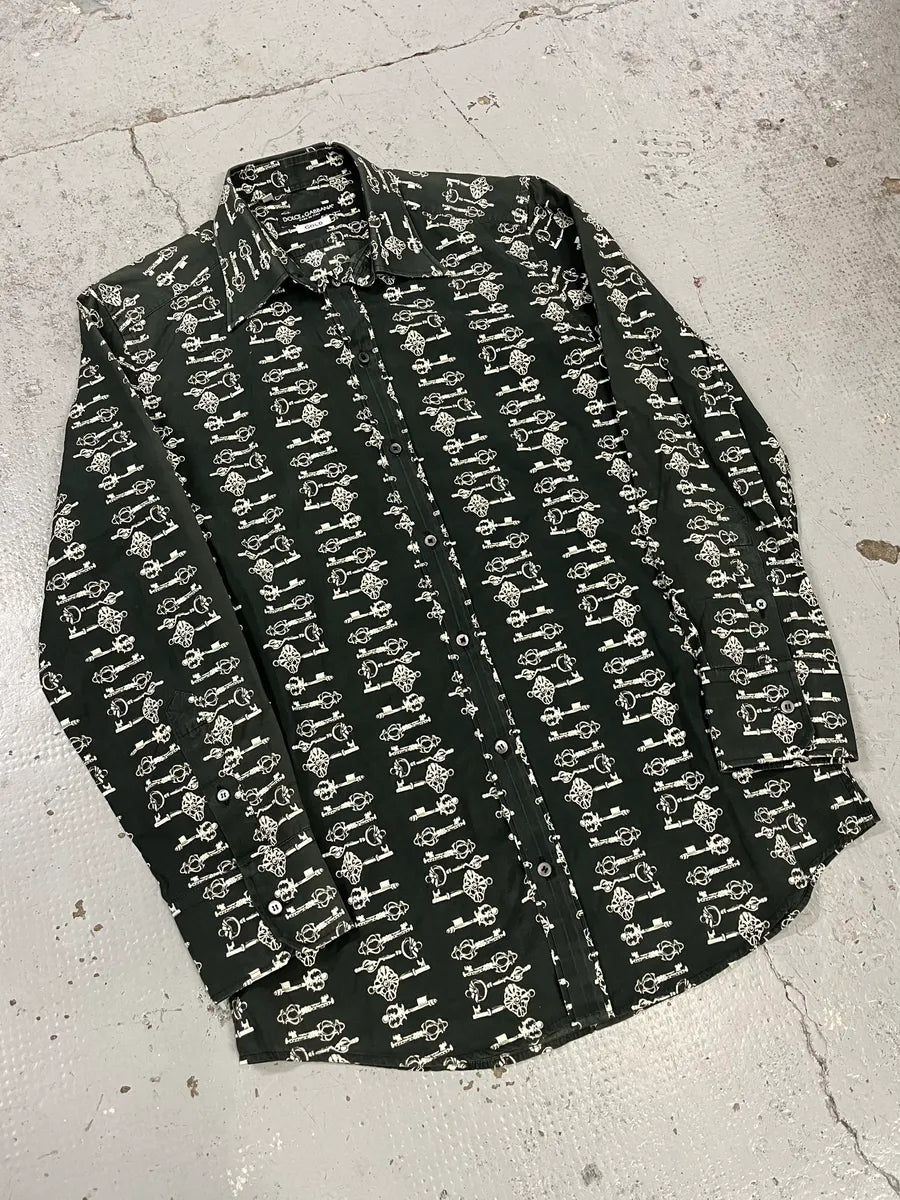 2000s Dolce & Gabbana Medieval Keys Dark Grey Shirt oXtpDjX 3