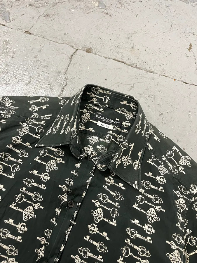 2000s Dolce & Gabbana Medieval Keys Dark Grey Shirt oXtpDjX 5