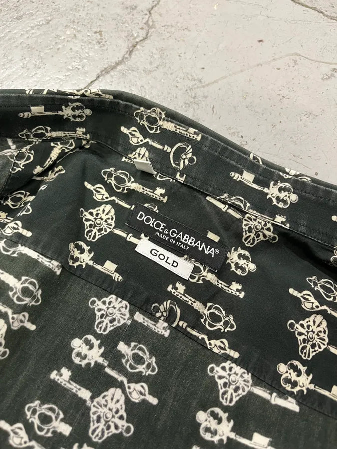 2000s Dolce & Gabbana Medieval Keys Dark Grey Shirt oXtpDjX 8