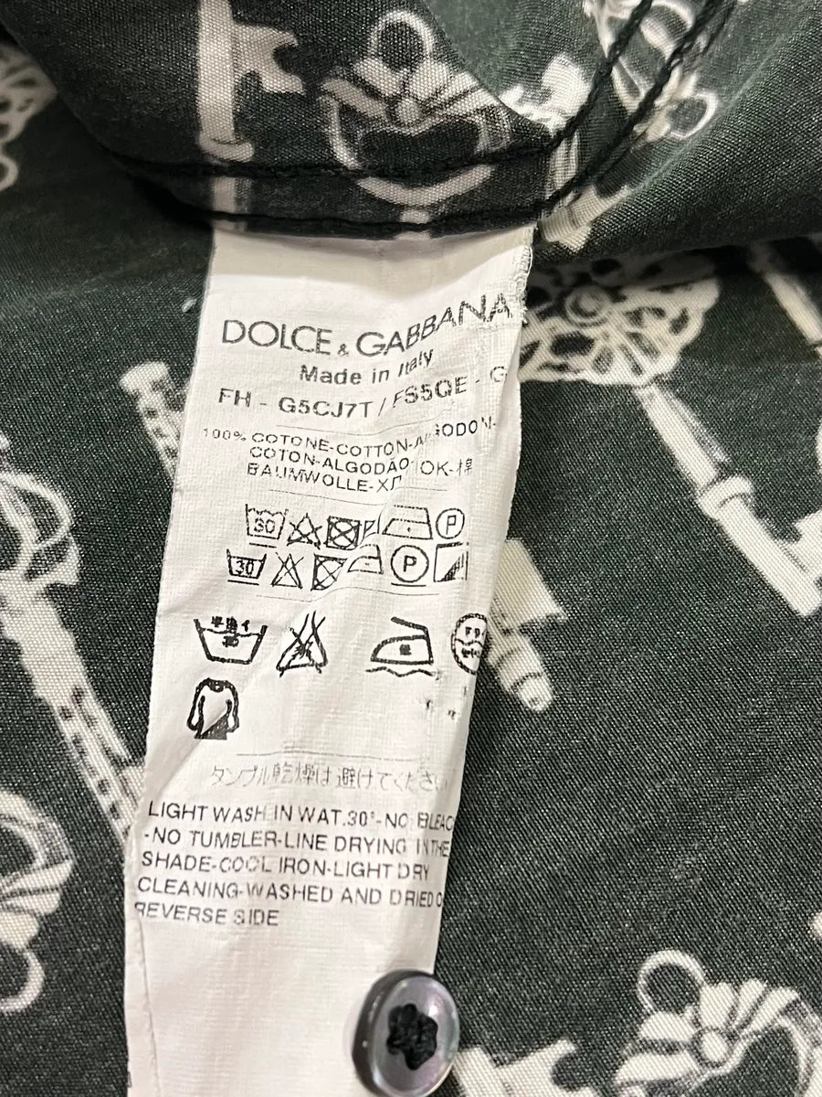 2000s Dolce & Gabbana Medieval Keys Dark Grey Shirt oXtpDjX 9