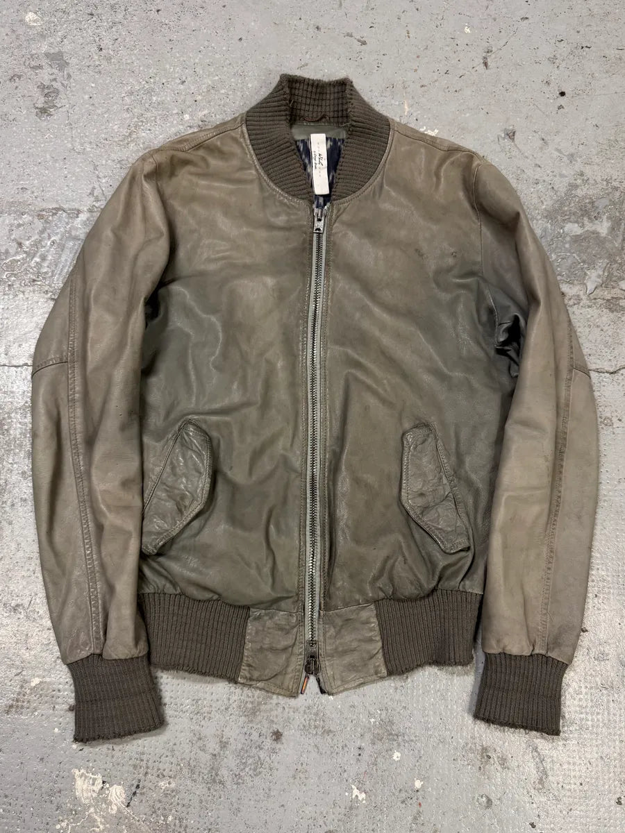 200s Giorgio Brato Raw Grey Leather Bomber Jacket dnXZDml 0