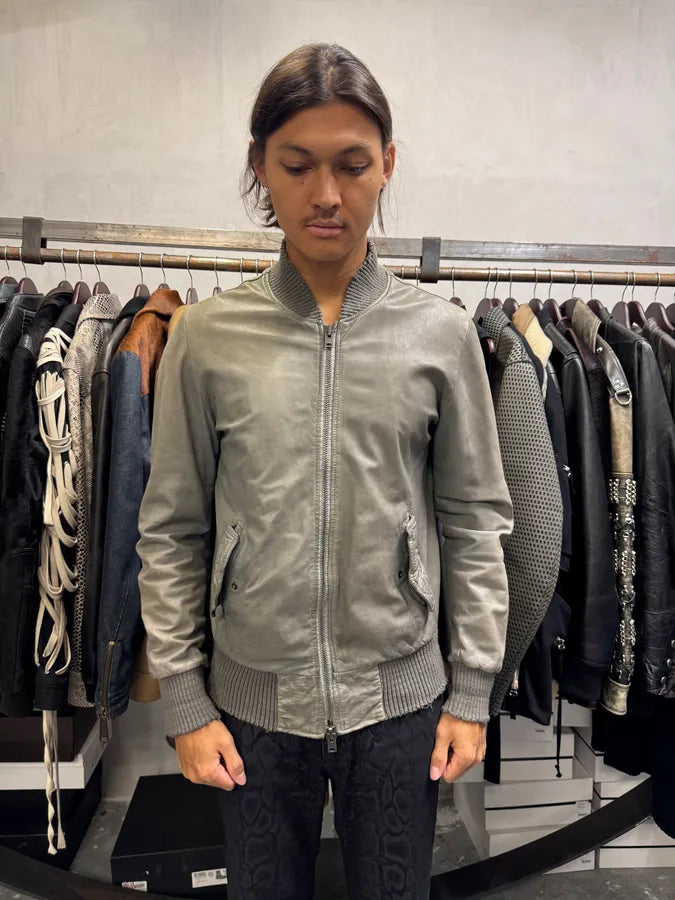 200s Giorgio Brato Raw Grey Leather Bomber Jacket dnXZDml 1