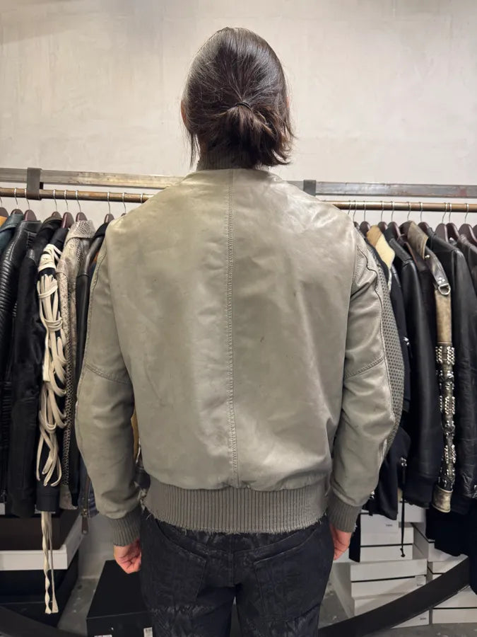 200s Giorgio Brato Raw Grey Leather Bomber Jacket dnXZDml 2