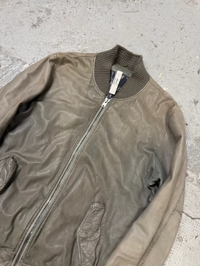 200s Giorgio Brato Raw Grey Leather Bomber Jacket dnXZDml 3