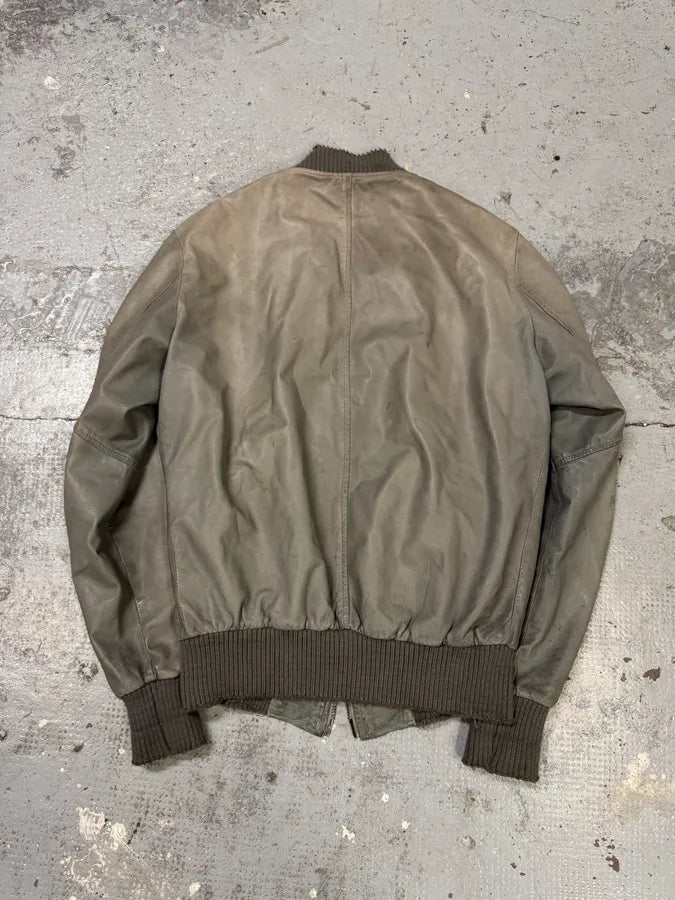 200s Giorgio Brato Raw Grey Leather Bomber Jacket dnXZDml 4