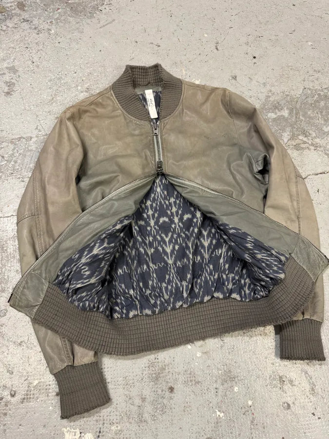 200s Giorgio Brato Raw Grey Leather Bomber Jacket dnXZDml 7