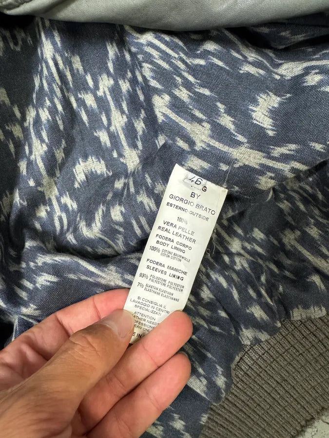 200s Giorgio Brato Raw Grey Leather Bomber Jacket dnXZDml 9