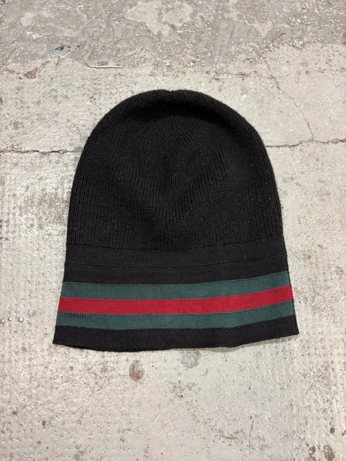 2000s Gucci Black Wool Striped Beanie xGTEzal 5