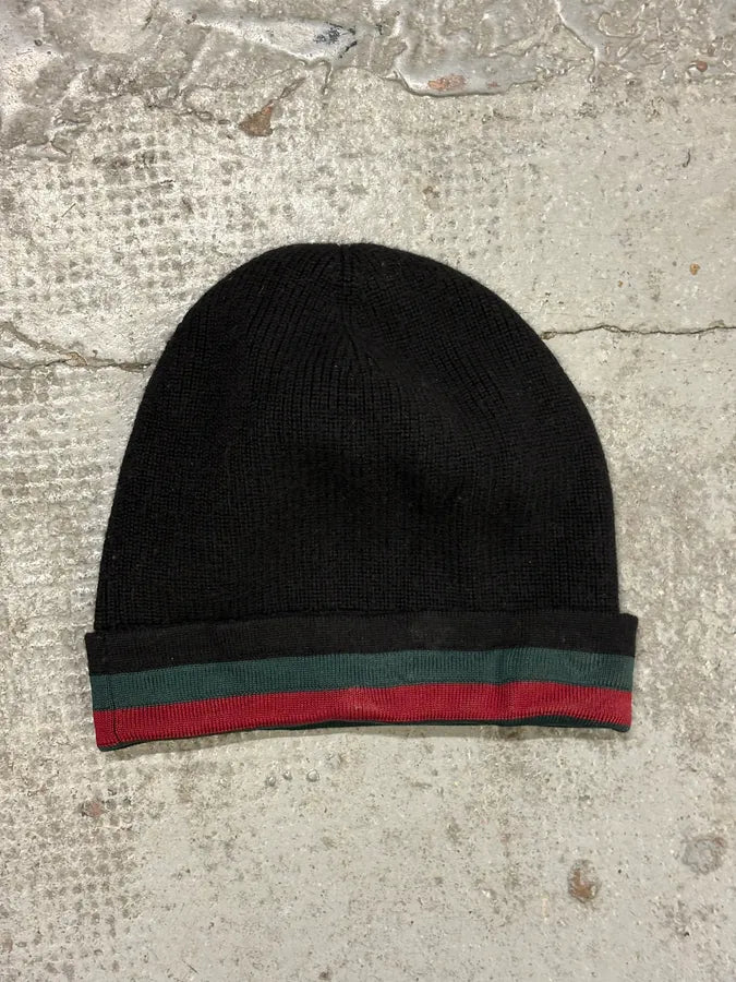 2000s Gucci Black Wool Striped Beanie xGTEzal 4