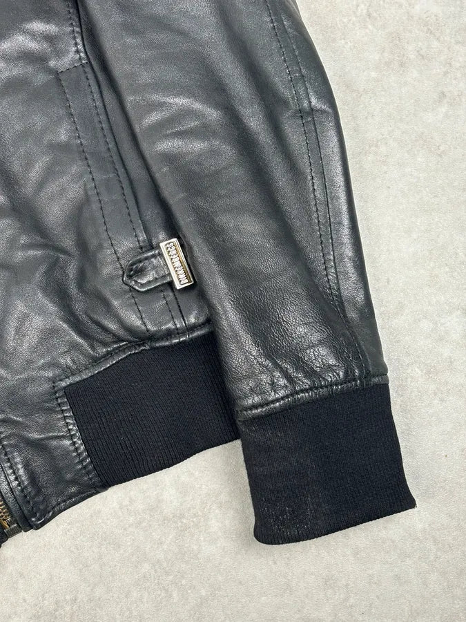 AW2010 Bikkembergs Black Sheep Leather Bomber Jacket EQuopID 7