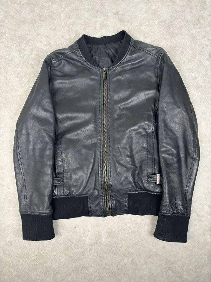 AW2010 Bikkembergs Black Sheep Leather Bomber Jacket EQuopID 0