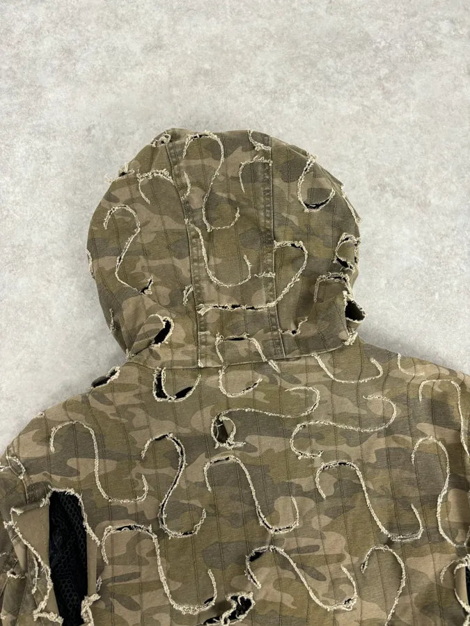 2010 Diesel Khaki Jacket Nylon Laser Cut Distressed Size L QsFadin 5