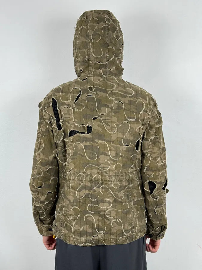 2010 Diesel Khaki Jacket Nylon Laser Cut Distressed Size L QsFadin 2