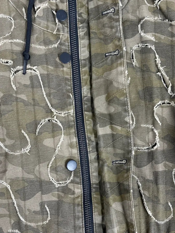 2010 Diesel Khaki Jacket Nylon Laser Cut Distressed Size L QsFadin 13