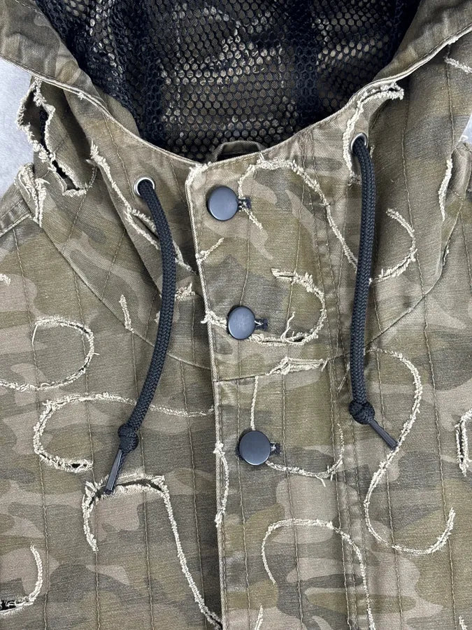 2010 Diesel Khaki Jacket Nylon Laser Cut Distressed Size L QsFadin 8