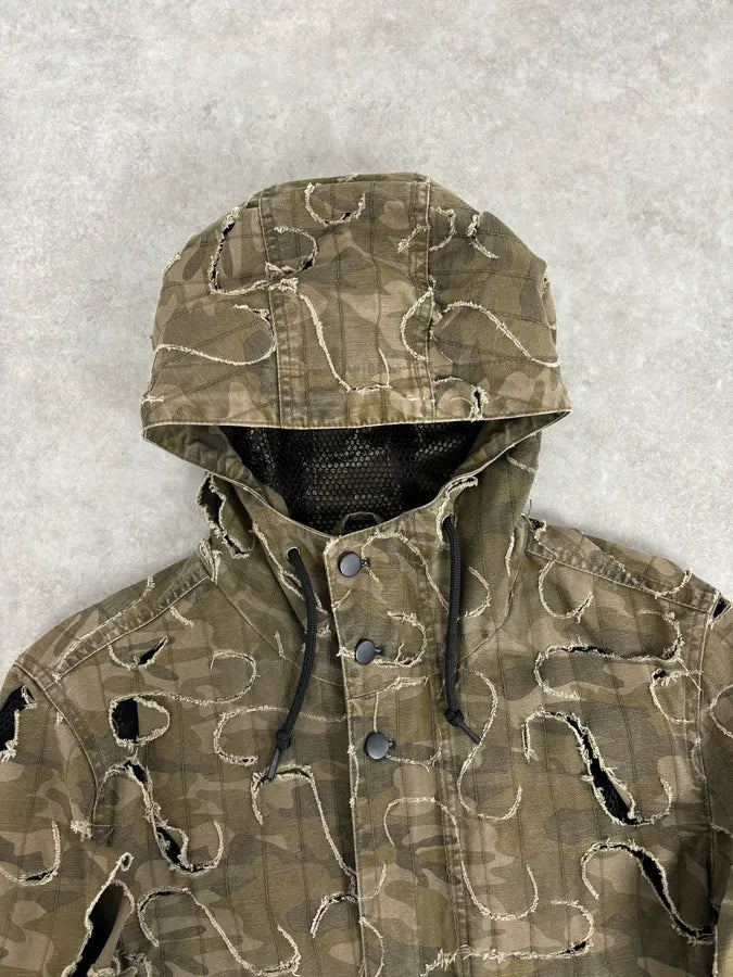 2010 Diesel Khaki Jacket Nylon Laser Cut Distressed Size L QsFadin 3