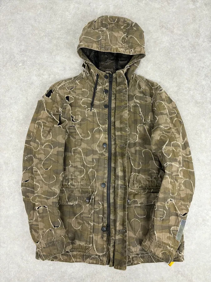2010 Diesel Khaki Jacket Nylon Laser Cut Distressed Size L QsFadin 6