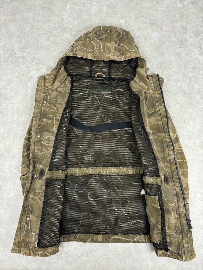 2010 Diesel Khaki Jacket Nylon Laser Cut Distressed Size L QsFadin 7