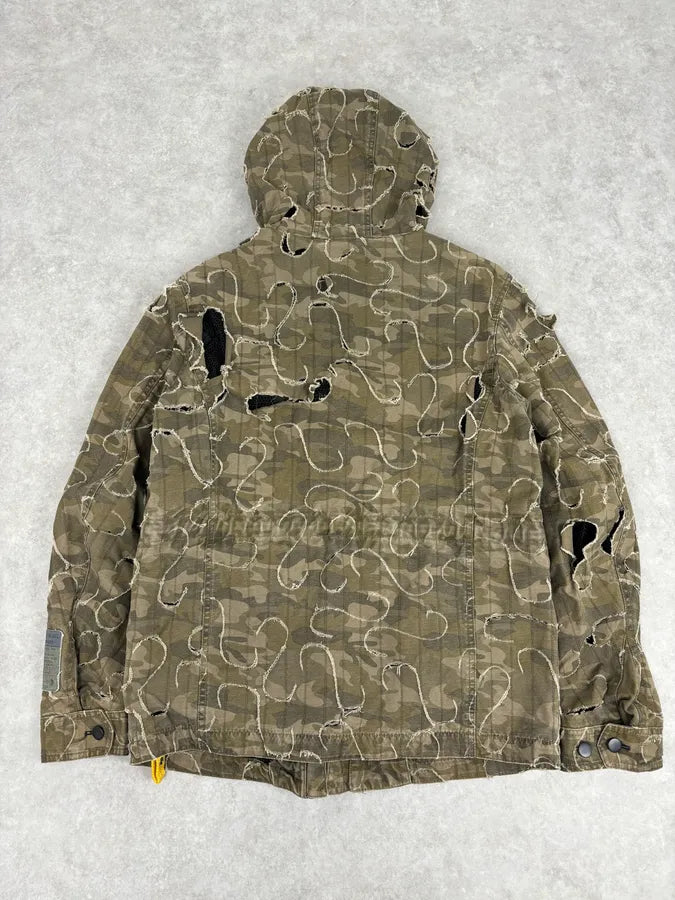2010 Diesel Khaki Jacket Nylon Laser Cut Distressed Size L QsFadin 4