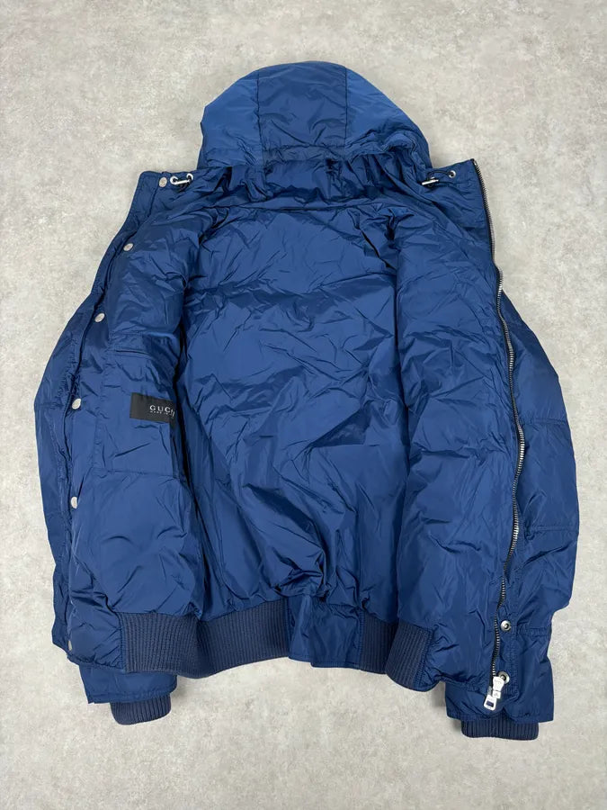 AW2010 Gucci Blue Hooded Quilted Puffer Jacket hzthqfS 6