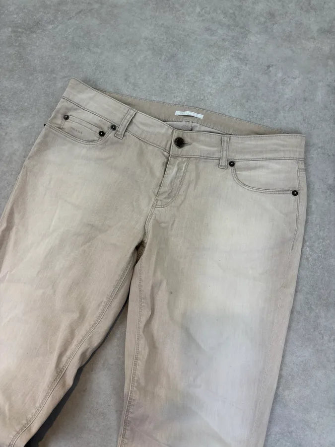 SS2010 Prada Light Beige Straight-Leg Denim Jeans MEEbQEF 4