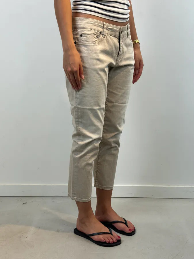 SS2010 Prada Light Beige Straight-Leg Denim Jeans MEEbQEF 1