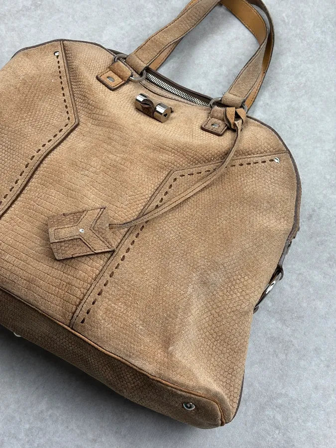 SS2010 Yves Saint Laurent Beige Suede Muse Shoulder Bag wKYEQJe 5
