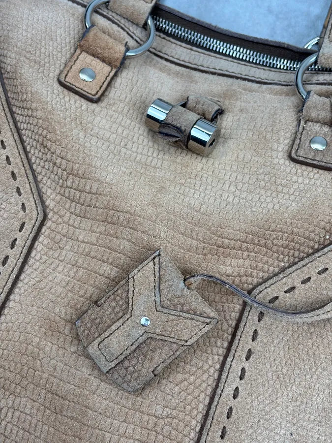 SS2010 Yves Saint Laurent Beige Suede Muse Shoulder Bag wKYEQJe 8