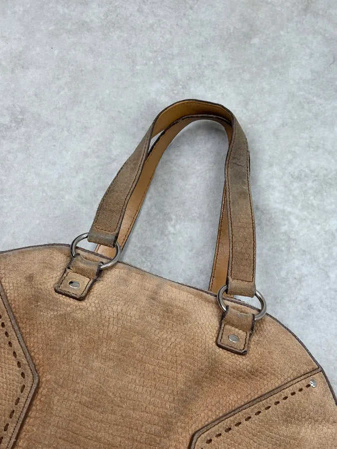 SS2010 Yves Saint Laurent Beige Suede Muse Shoulder Bag wKYEQJe 12