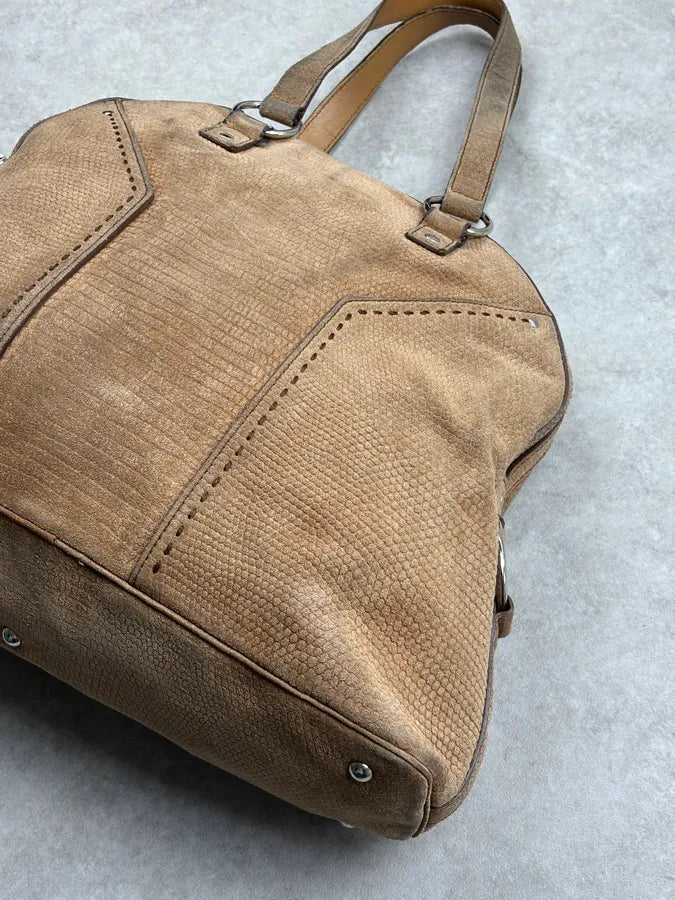 SS2010 Yves Saint Laurent Beige Suede Muse Shoulder Bag wKYEQJe 11