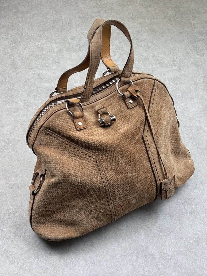 SS2010 Yves Saint Laurent Beige Suede Muse Shoulder Bag wKYEQJe 1