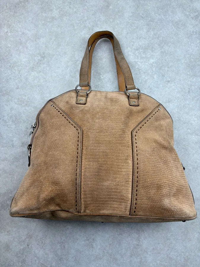 SS2010 Yves Saint Laurent Beige Suede Muse Shoulder Bag wKYEQJe 9
