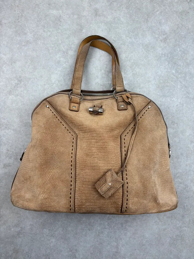 SS2010 Yves Saint Laurent Beige Suede Muse Shoulder Bag wKYEQJe 0