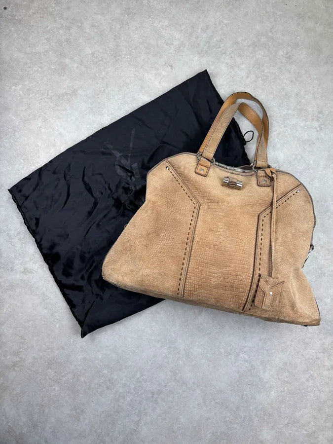 SS2010 Yves Saint Laurent Beige Suede Muse Shoulder Bag wKYEQJe 2
