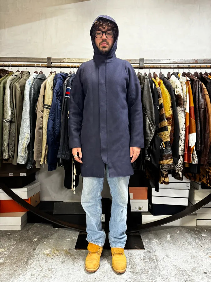 2010s Acne Studios Miltan Caban Navy Wool Hooded Jacket cMbuBxy 1