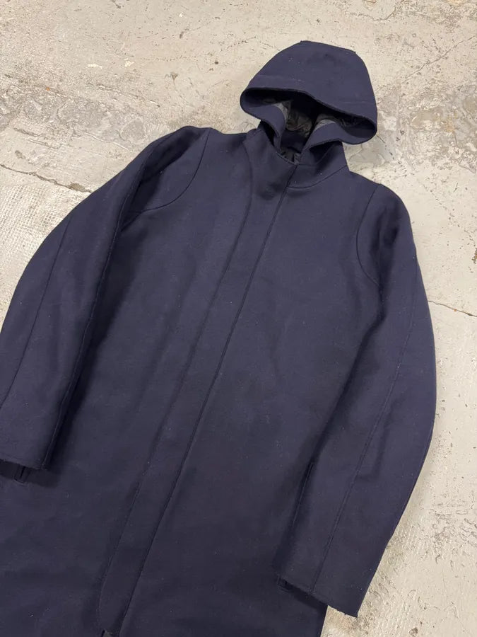 2010s Acne Studios Miltan Caban Navy Wool Hooded Jacket cMbuBxy 3