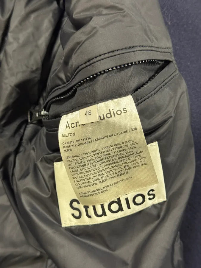 2010s Acne Studios Miltan Caban Navy Wool Hooded Jacket cMbuBxy 4