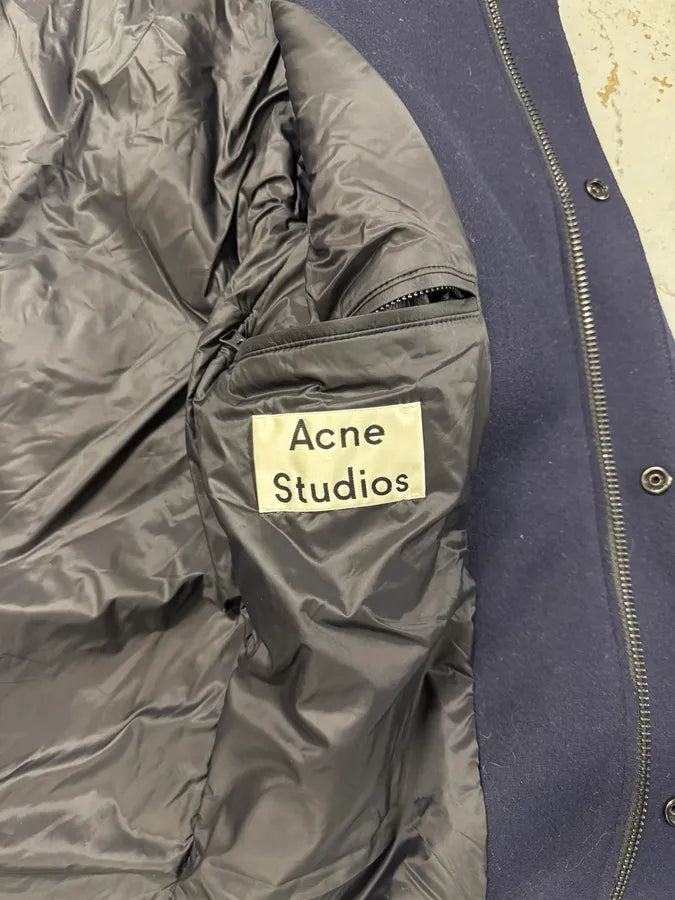 2010s Acne Studios Miltan Caban Navy Wool Hooded Jacket cMbuBxy 6