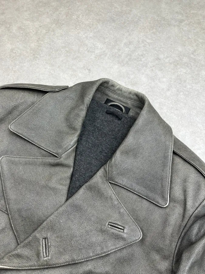 2010s Alexander McQueen Faded Grey Leather Belted Jacket sSPqbCX 4