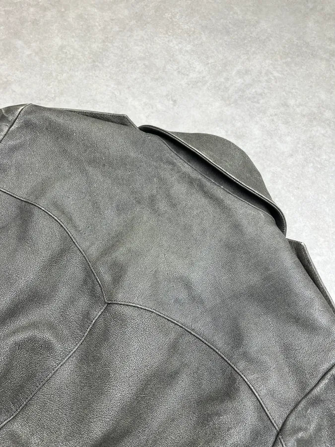 2010s Alexander McQueen Faded Grey Leather Belted Jacket sSPqbCX 7
